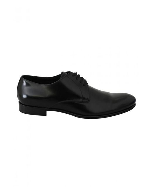 Dolce & Gabbana Black Derby Napoli Leather Dress Formal Shoes for men