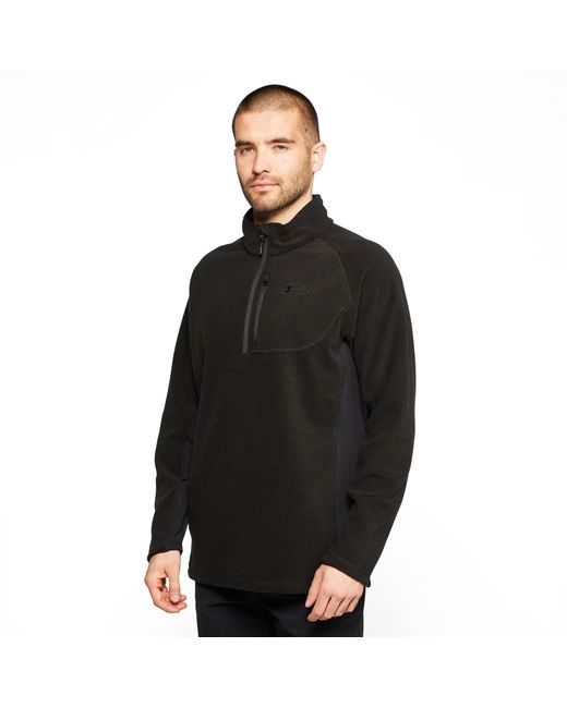 North Ridge Black Peak Half Zip Fleece With Stretch Side Panels For Walking & Hiking for men