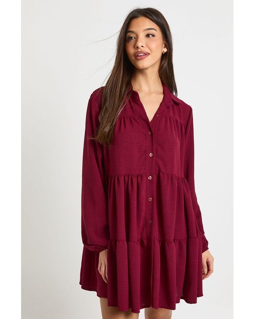 Boohoo Textured Tiered Smock Dress