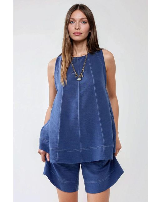 Hiccup Blue Stitch Detail Relax Fit Co-Ord Set