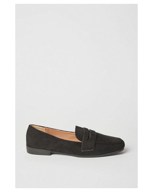 Wallis Black Lotus Square Toe Penny Loafer