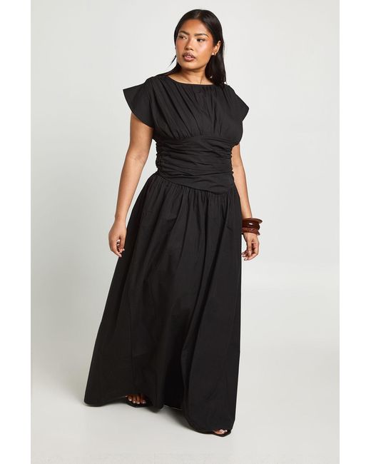 Boohoo Black Plus Cinched Detail Ruched Maxi Dress