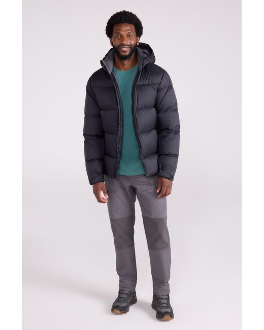 Mountain Warehouse Blue 'Frost' Padded Down Jacket Water Resistant Warm Hooded Puffer Winter Coat Polyamide for men