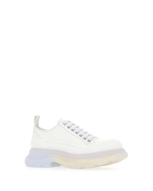 Alexander McQueen White Chalk Canvas Tread Slick Sneakers