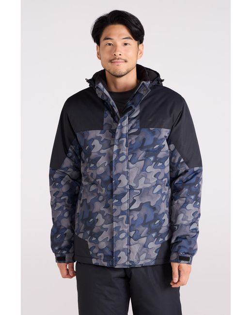 Mountain Warehouse Blue 'Shadow Ii' Printed Ski Jacket With Multiple Pockets Snow Proof Coat for men