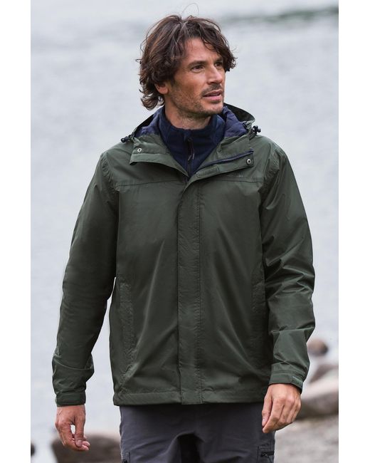Mountain Warehouse Gray 'Torrent' Rain Jacket With Zipped Pockets Waterproof Adjustable Hem for men