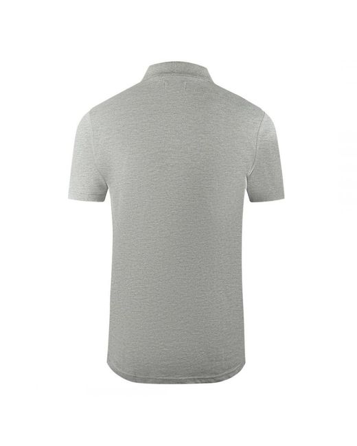 Aquascutum Brand Logo Plain Grey Polo Shirt in het Gray voor heren