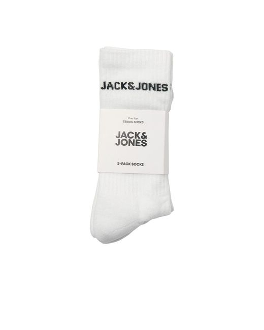 Jack & Jones White And 2 Pack Basic Lettering Crew Socks for men