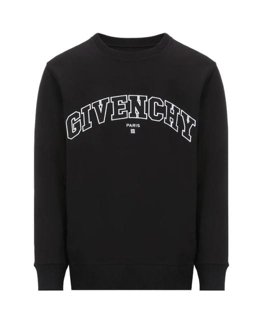 Givenchy Black Embroidered Logo Crewneck Sweatshirt for men