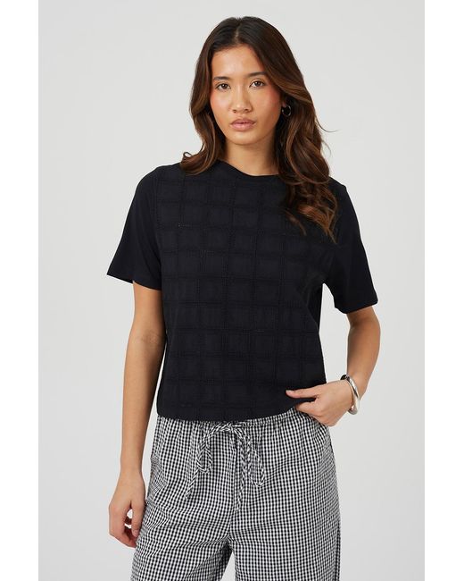 Brave Soul Black Cotton Crew Neck T-Shirt With Embroidered Detail