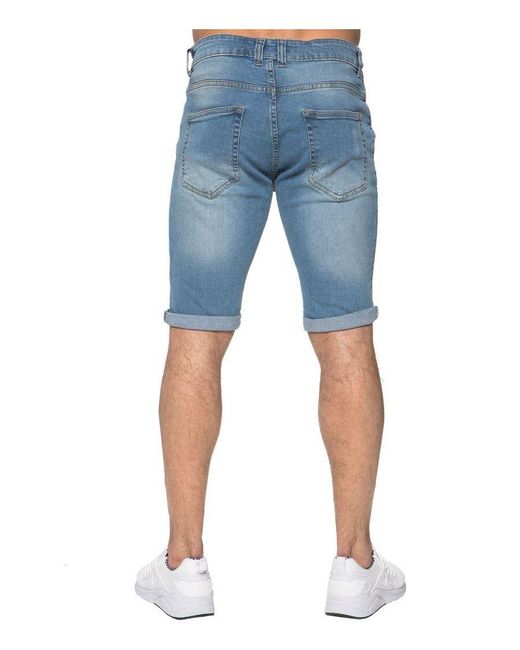 Enzo Blue Ripped Skinny Shorts for men