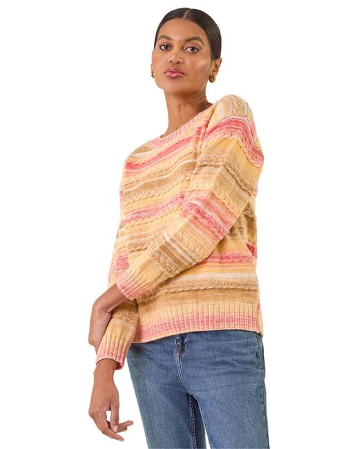 Roman Orange Cable Stripe Knit Jumper