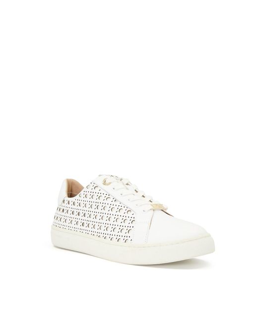 Dune White Ladies Laser-Cut Detail Trainers Ease
