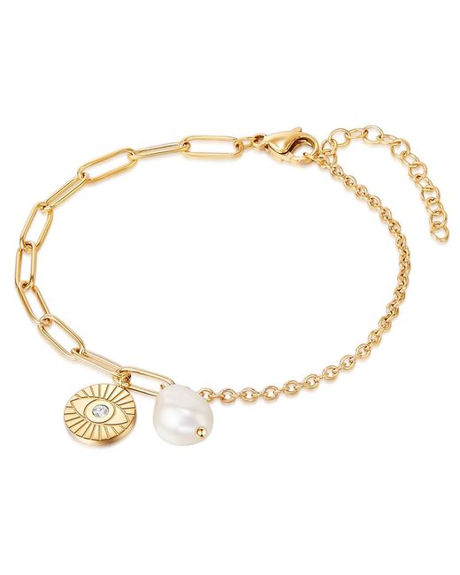 Valero Pearls Metallic Bracelet Stainless Steel Freshwater Cultured Pearl Preciosa