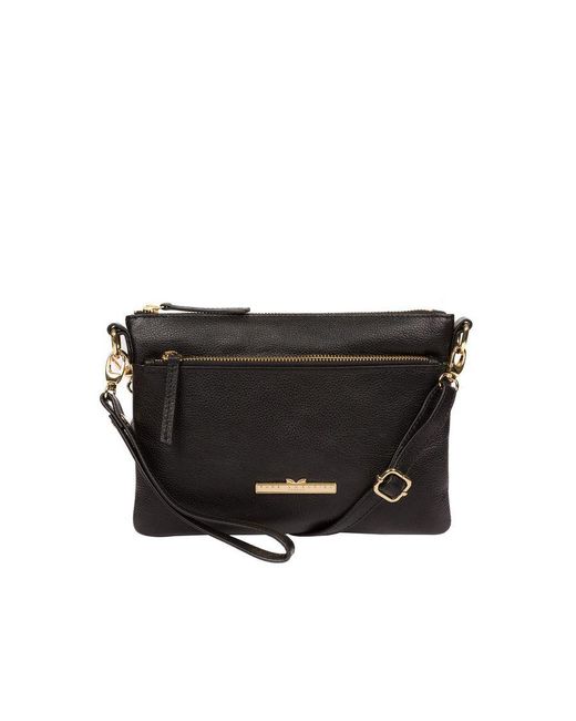 Pure Luxuries Black 'Lytham' Leather Cross Body Clutch Bag