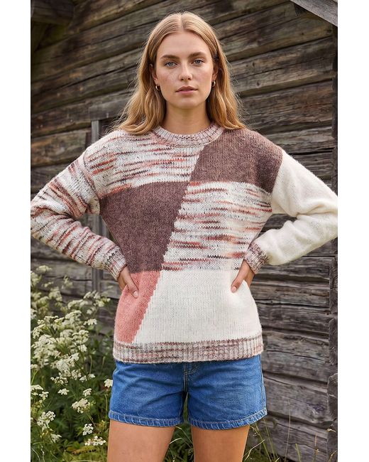 Roman Natural Textured Colour Block Knit Jumper