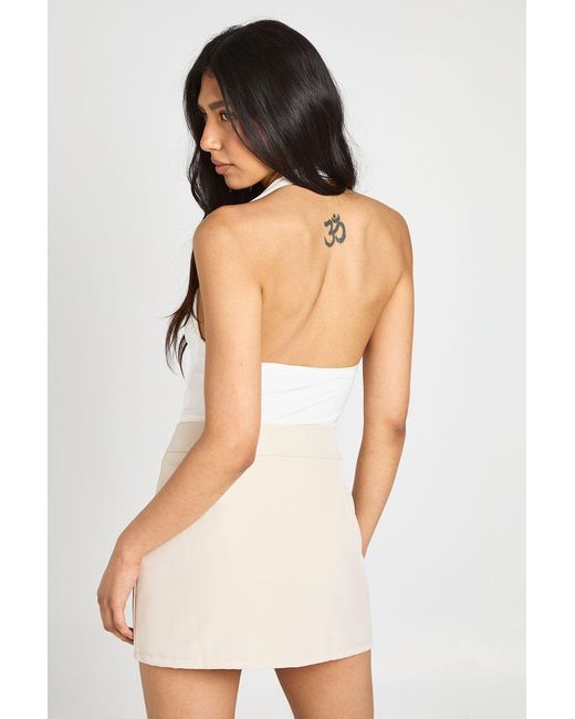 Boohoo White Tall Ruched Square Neck Halter Top
