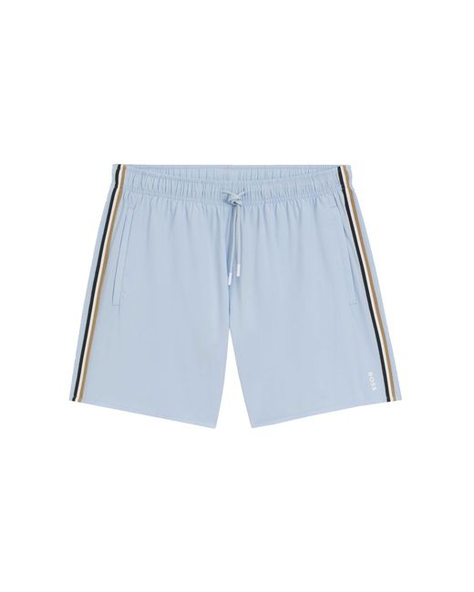 Boss Blue Iconic Swim Shorts Light Pastel Cotton for men