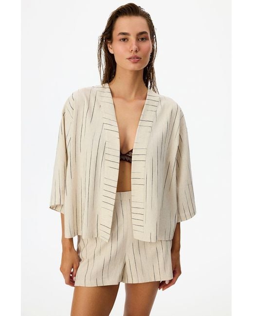 Penti Natural Striped Woven Mini Beach Cover-Up