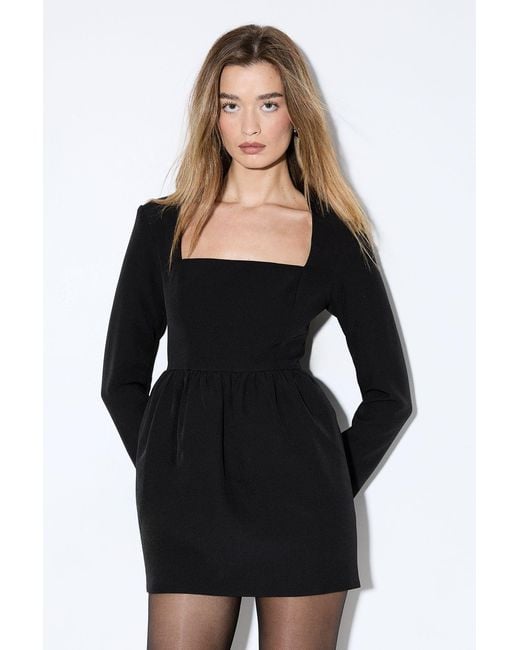 MissPap Black Tailored Tulip Hem Mini Dress