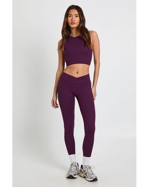 Boohoo Red Contour Ribbed Wrap Waist Seamless Leggings