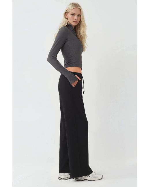 Hiccup Black Elastic Waist Soft Touch Palazzo Sweatpants