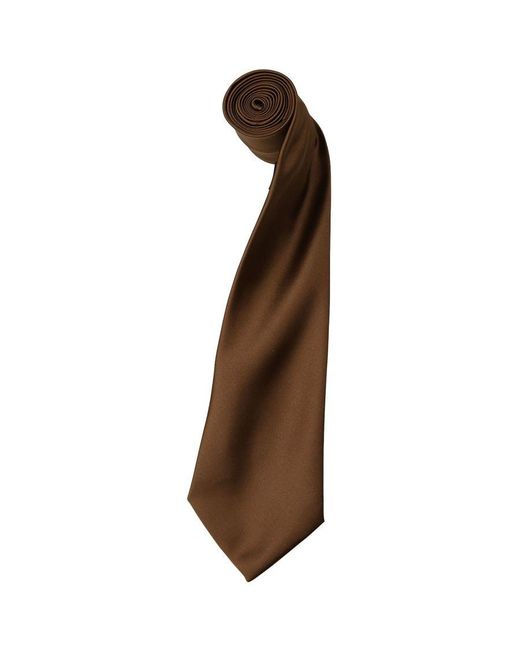 PREMIER Brown Plain Satin Tie (Narrow Blade) (Pack Of 2) () for men