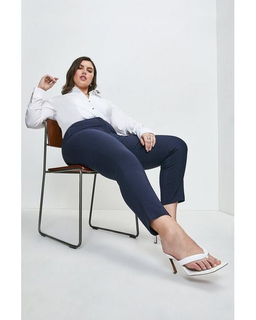 Karen Millen Blue Plus Size Essential Techno Woven Trouser