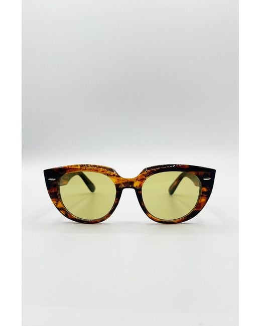 SVNX Natural Round Stripe Cat Eye Sunglasses