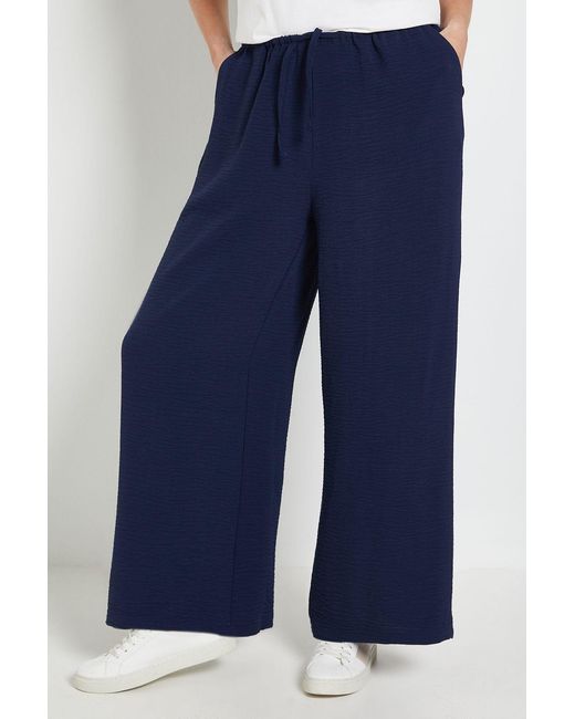 Wallis Blue Petite Drawstring Woven Trouser