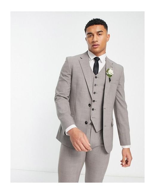 Noak Gray Wool-Rich Skinny Suit Jacket for men