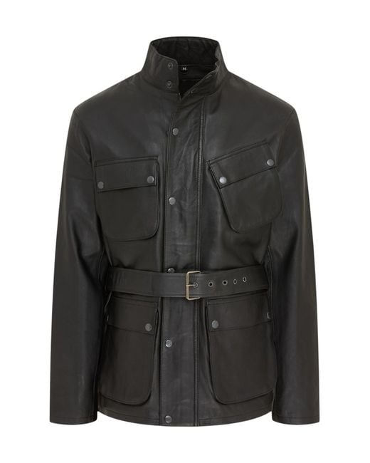 Infinity Leather Black Lamb Safari Parka Jacket for men