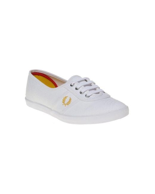 Fred Perry White Aubrey Twill Trainers