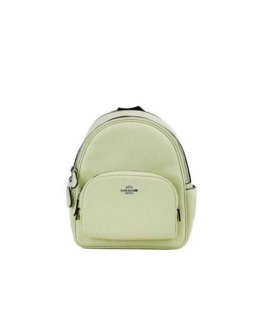 COACH Green Mini Court Pale Lime Pebbled Leather Shoulder Backpack Bag