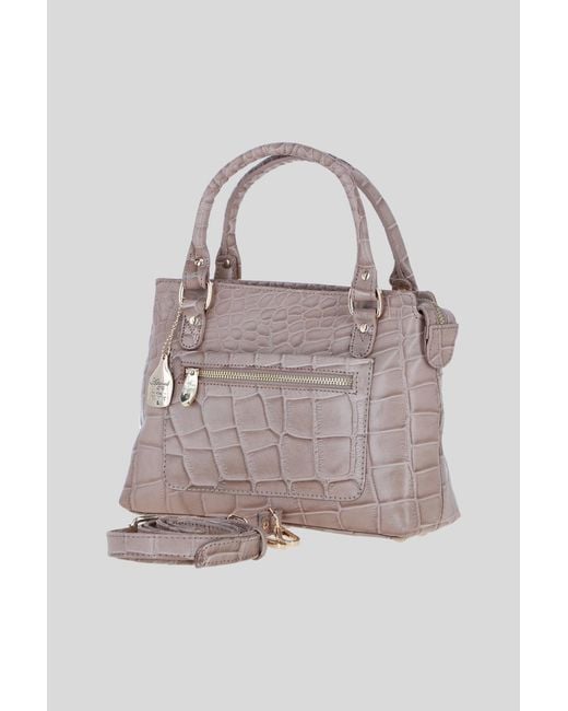 Ashwood Leather Gray Real Handbag With Detachable Crossbody Strap
