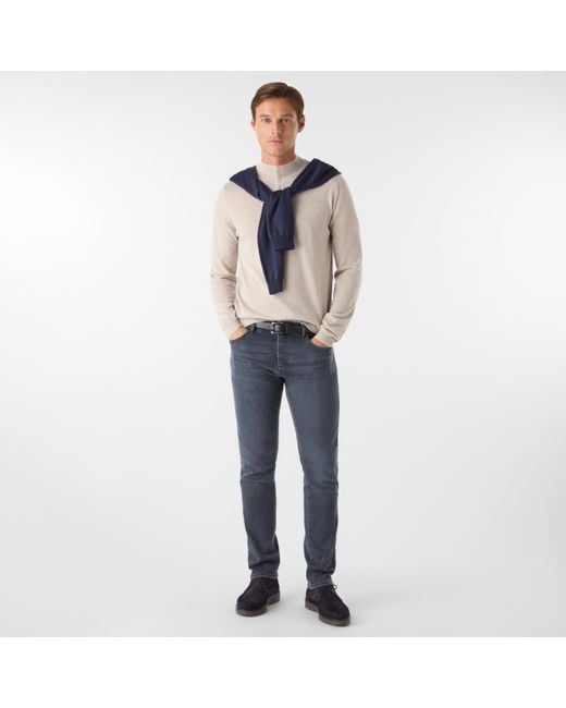 Oliver Sweeney White Merino Wool Buttoned Funnel-Neck Jumper for men