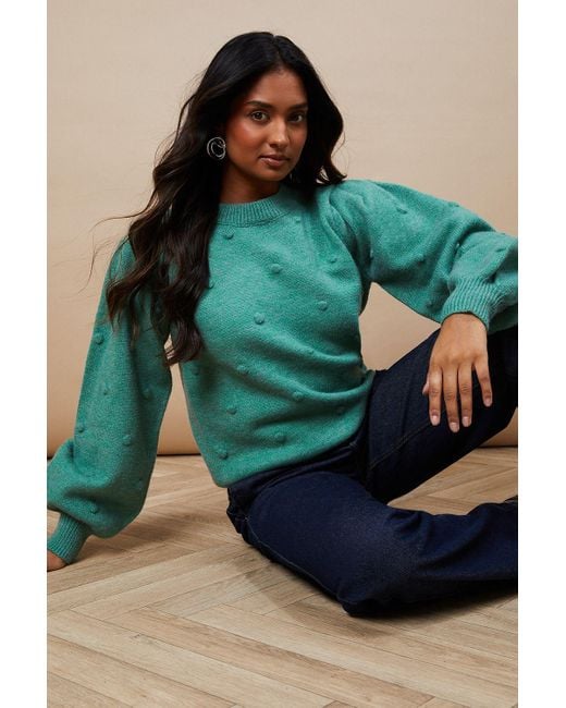 Oasis Bobble Knit Crew Neck Jumper in Green Lyst UK
