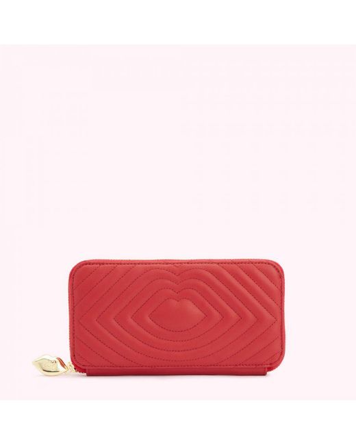 Lulu Guinness Tara Quilted Lips Black Leather Clutch Bag