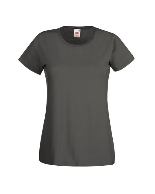 Fruit Of The Loom Gray Ladies/ Lady-Fit Valueweight Short Sleeve T-Shirt (Pack Of 5) (Light Graphite)