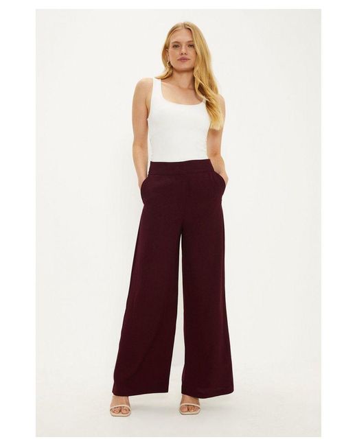 Oasis Red Crepe Wide Leg Trouser