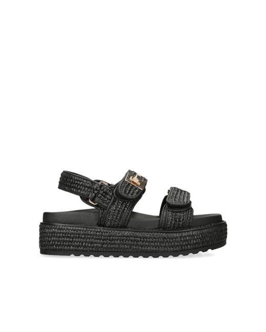 Steve Madden Black Bigmona Raffia Sandals Fabric