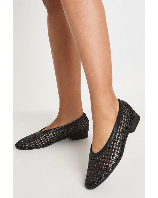 Boohoo Black Woven Ballet Flats