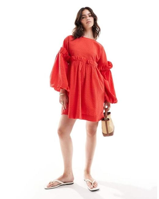 ASOS Jumbo Ruffle Mini Textured Dress