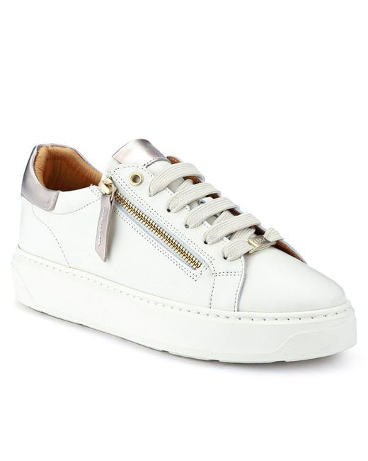 Jones Bootmaker White Paulina Chunky Leather Trainers