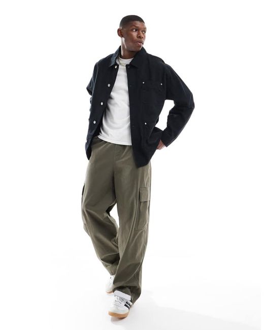 ASOS Blue Washed Twill Worker Jacket for men
