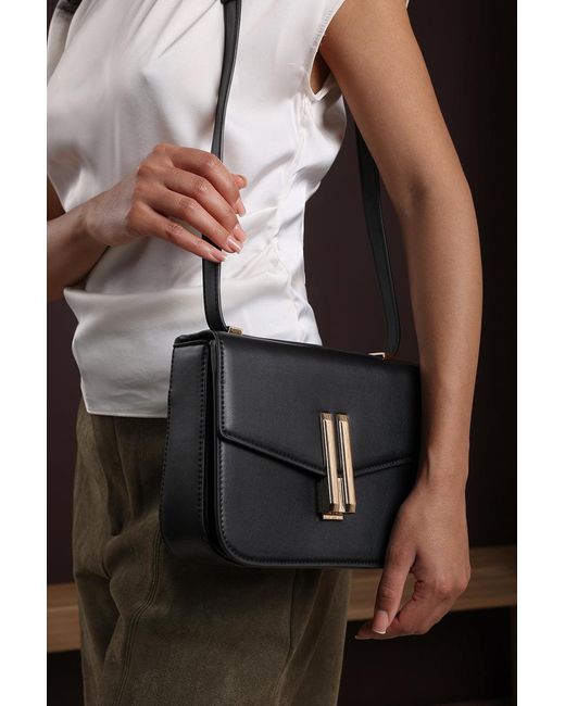 Where's That From Black 'Delrio' Clasp Cross Body Tofu Bag