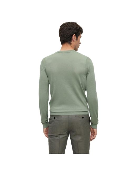 Boss Green Crew Neck Ribbed Collar Long Sleeve Sweater for men