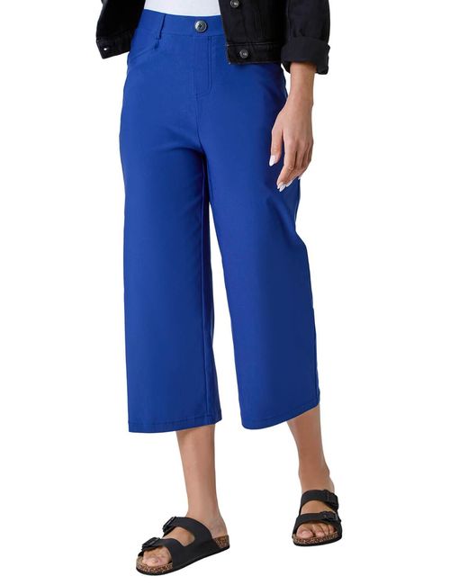 Roman Blue Cropped Stretch Culotte