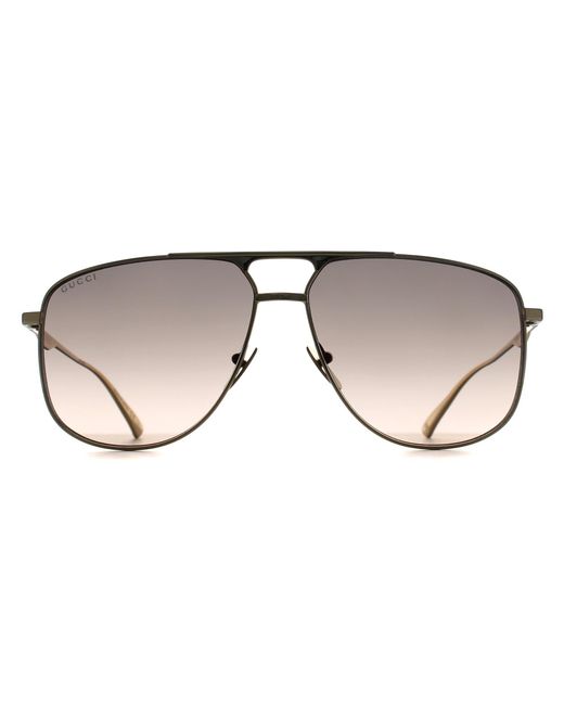 Gucci Brown Aviator Gradient Gg0336S Metal for men