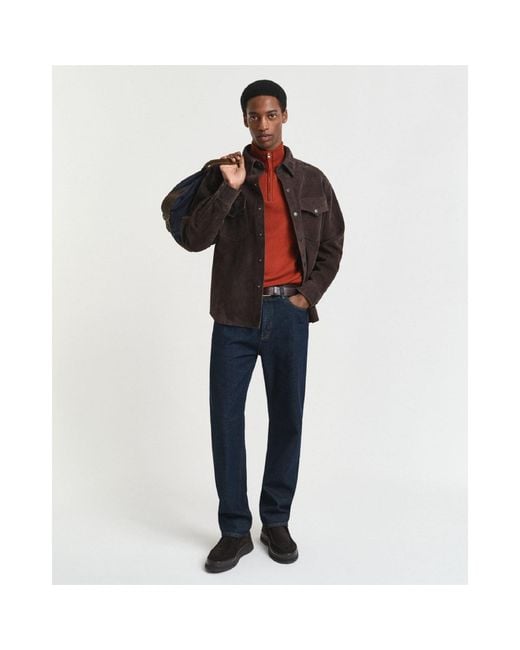 Gant Red Lambswool Half Zip Fleece for men